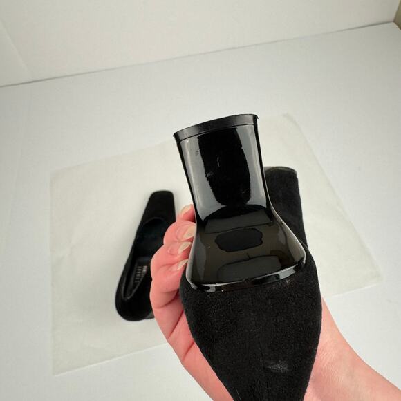 Vintage Stuart Weitzman Black Suede Leather Square Toe Wide Mid Heel Pump Sz 7 - Picture 15 of 15